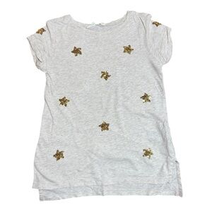 GAP Kids Girls Gold Sequin Star Graphic T-Shirt Gray | Size S 6–7